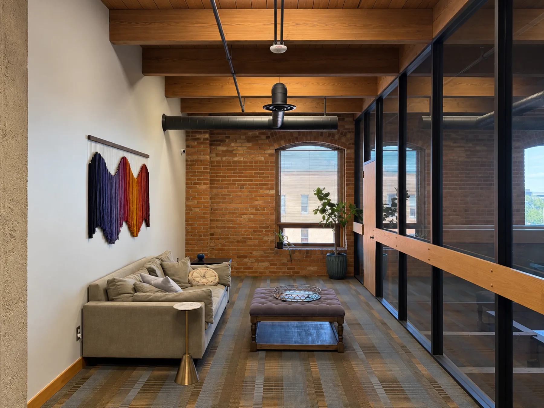 The lobby of the Haymarket Building in downtown Kalamazoo